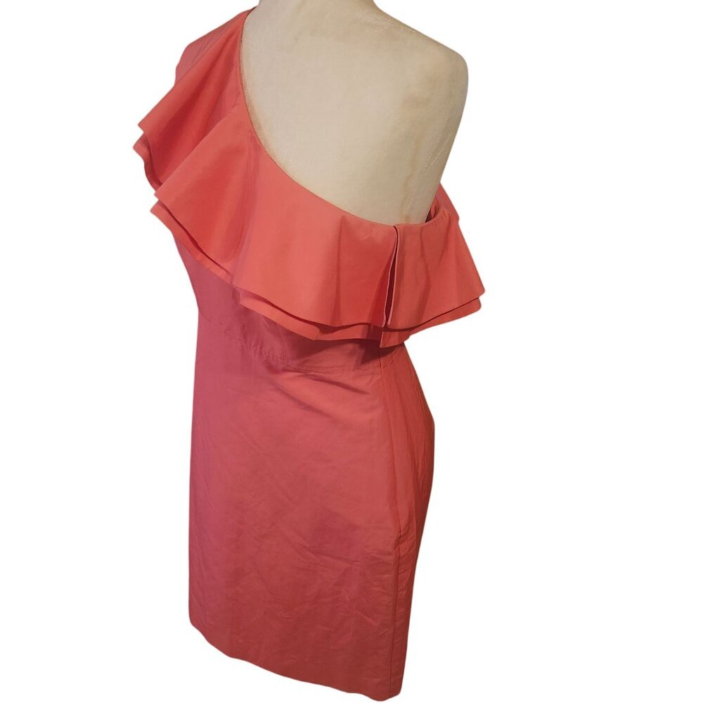 J.Crew Women’s 8 Silk Blend Pink One Shoulder Ruffle Dress Fully Lined Zip G3468 - Picture 4 of 9